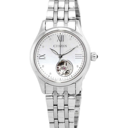 Citizen Luna Stainless Steel Open Heart Silver Dial Automatic PR1040-88A Womens Watch