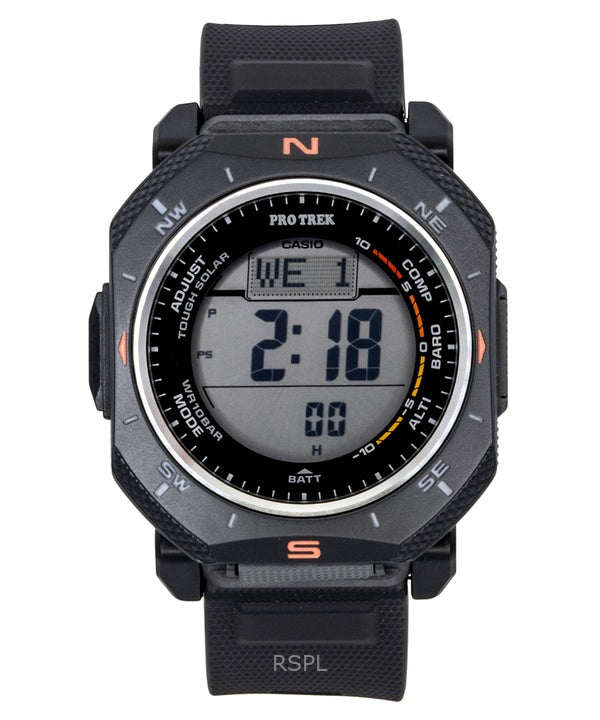 Casio Pro Trek Digital Black Bio-Based Resin Strap Solar PRG-69-1 100M Men's Watch