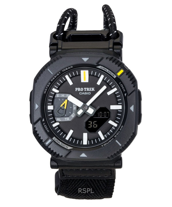 Casio Pro Trek Analog Digital Smartphone Link Fabric Strap Black Dial Solar PRJ-B001B-1 100M Men's Watch