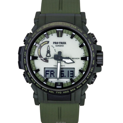 Casio Pro Trek Analog Digital Bio-Based Resin Strap White Dial Solar PRW-61LD-3 100M Men's Watch