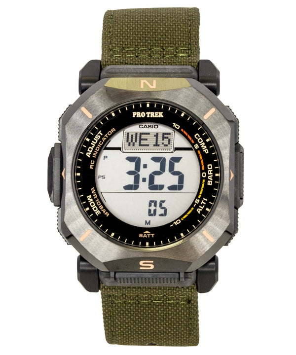 Casio Pro Trek Digital Green Cloth Strap Solar PRW-69YB-3 100M Men's Watch