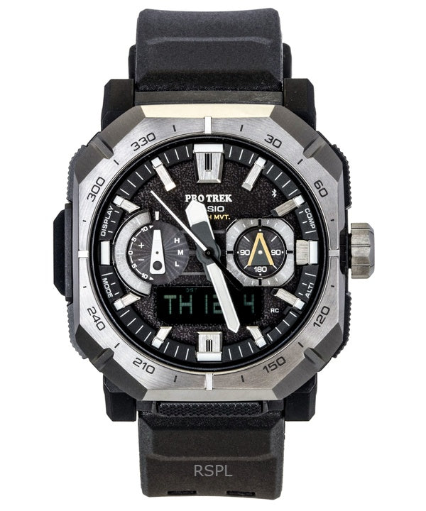 Casio Pro Trek Analog Digital Smartphone Link Black Rubber Strap Black Dial Solar PRW-B1000-1 100M Men's Watch