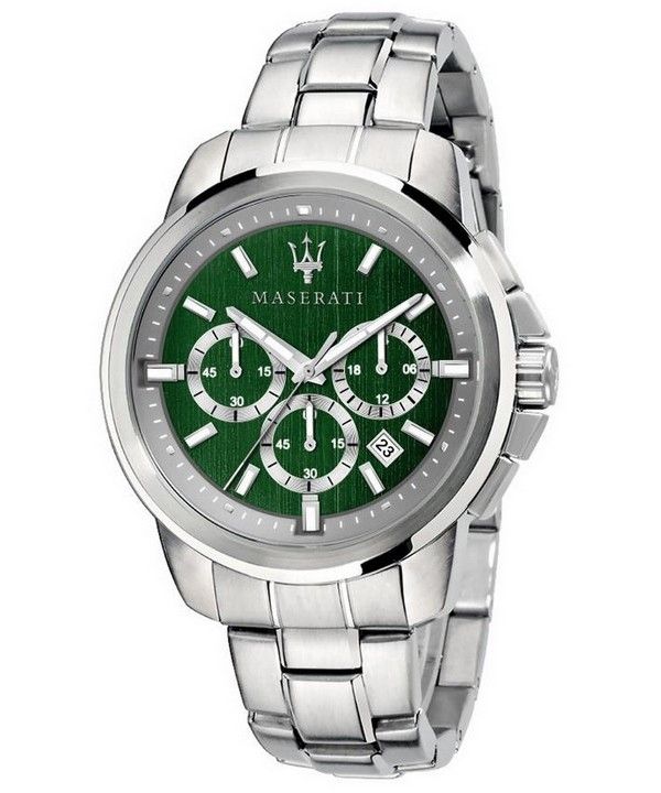 Maserati Successo Chronograph Green Dial Stainless Steel Quartz R8873621017 Mens Watch