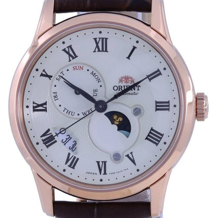 Orient Sun & Moon Champagne Dial Leather Strap Automatic RA-AK0007S00C Men's Watch