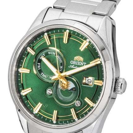Orient Contemporary Stretto Sun And Moon Phase Green Dial Automatic RA-AK0314E Men's Watch