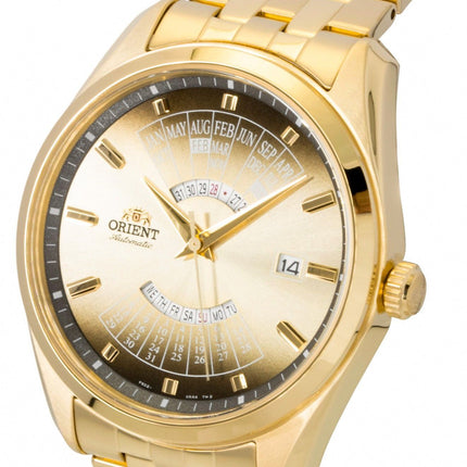 Orient Contemporary Multi Year Calendar Gold Tone Stainless Steel Champagne Dial Automatic RA-BA0001G00C Men's Watch
