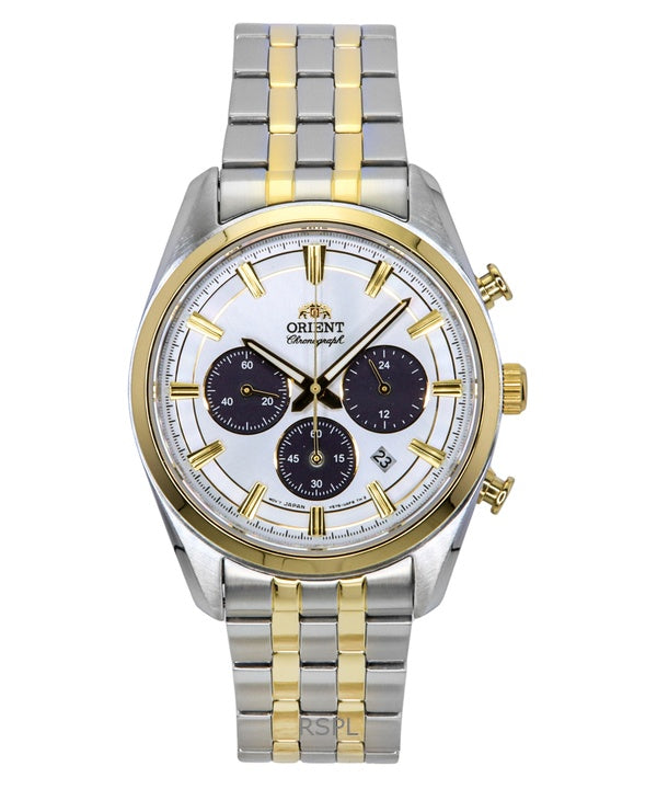 Orient Contemporary Chronograph Two Tone Stainless Steel White Dial Quartz RA-TX0302S Men's Watch