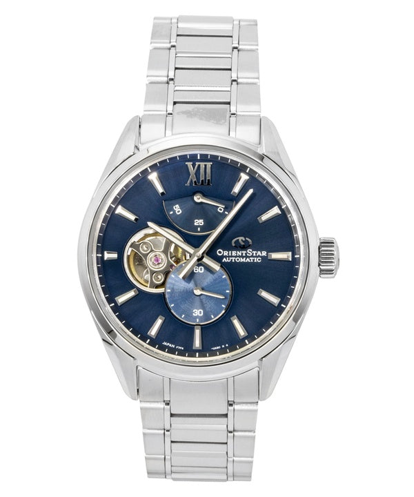 Orient Star Contemporary M34 F7 Stainless Steel Open Heart Blue Dial Automatic RE-BY0010L Men's Watch