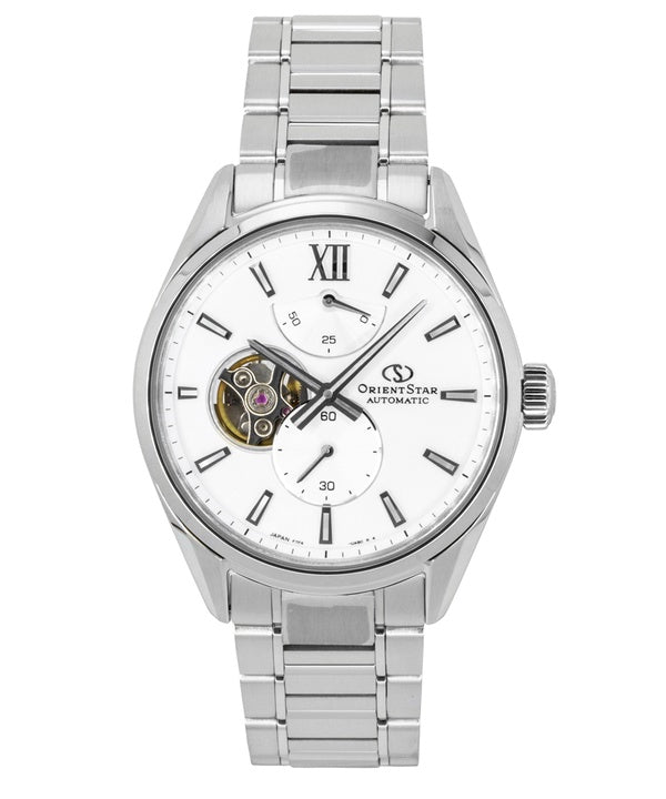 Orient Star Contemporary M34 F7 Stainless Steel Semi Skeleton White Dial Automatic RE-BY0011S Men's Watch