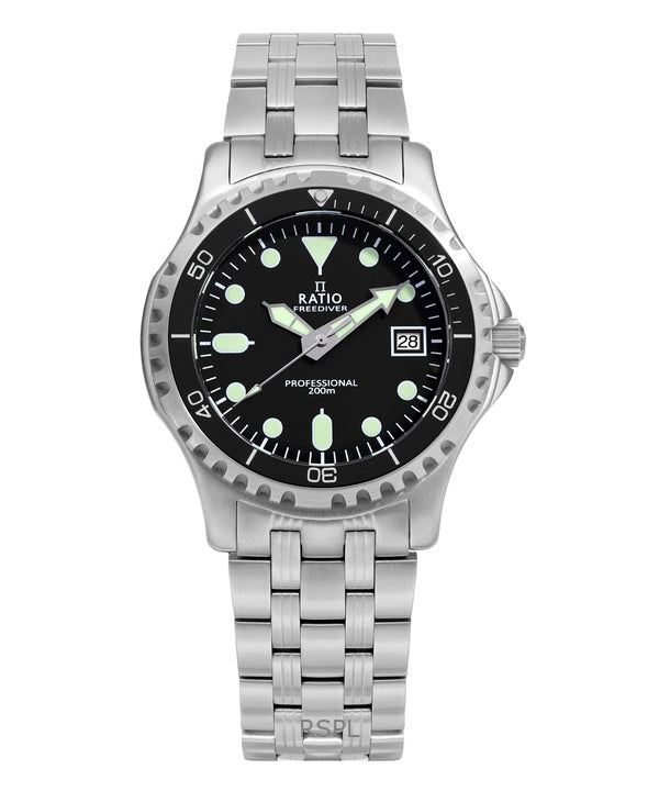 Ratio FreeDiver Professional Sapphire Black Dial Quartz RTF005 200M Men's Watch
