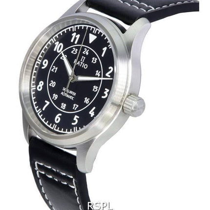Ratio Skysurfer Pilot Black Sunray Dial Leather Automatic RTS314 200M Men's Watch