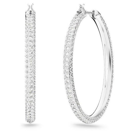 Swarovski Dextera Mixed Clear Crystals And Rhodium Plated Hoop Earrings 5389432 For Women