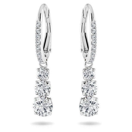 Swarovski Stilla Attract Rhodium Plated And Zirconia Hoop Earrings 5416155 For Women