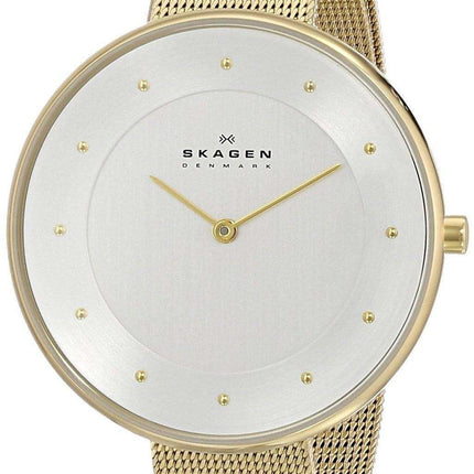 Skagen Silver Dial Gold-Tone Mesh Bracelet SKW2141 Womens Watch