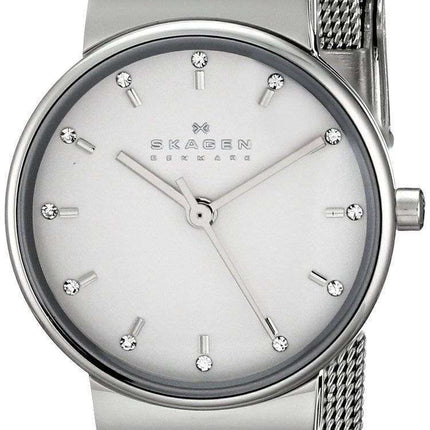 Skagen Ancher Silver Dial Crystal Stainless Steel Mesh Bracelet SKW2195 Womens Watch