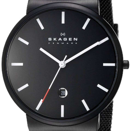 Skagen Ancher Black Dial Black PVD Mesh Bracelet SKW6053 Mens Watch