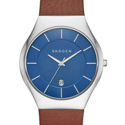 Skagen Grenen Quartz Blue Dial Leather Strap SKW6160 Mens Watch