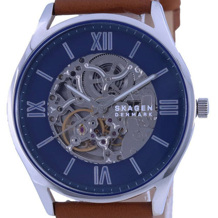 Skagen Holst Blue Skelton Dial Leather Strap Automatic SKW6736 Men's Watch