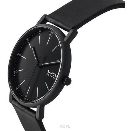 Skagen Signatur Leather Strap Black Dial Quartz SKW6902 Men's Watch