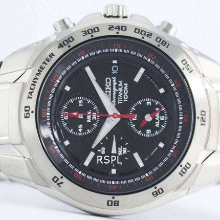 Seiko Titanium Chronograph Quartz Alarm Tachymeter SNAB89 SNAB89P1 SNAB89P Men's Watch
