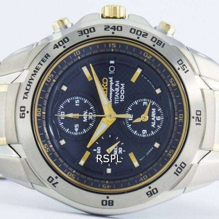 Seiko Titanium Chronograph Quartz Alarm Tachymeter SNAB93 SNAB93P1 SNAB93P Men's Watch
