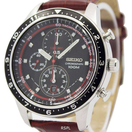Seiko Chronograph Brown Leather Strap 100M SNDF45P1 SNDF45P Mens Watch