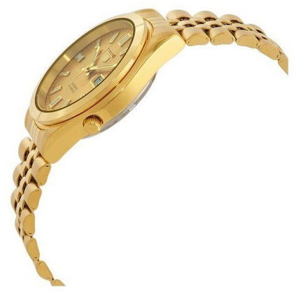 Seiko 5 Gold Tone Jubilee Bracelet Gold Dial 21 Jewels Automatic SNKF82J1 Mens Watch