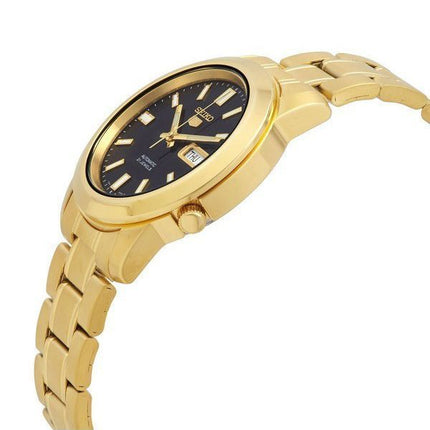 Seiko 5 Gold Tone Stainless Steel Black Dial 21 Jewels Automatic SNKK22K1 Men's Watch