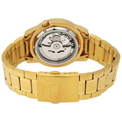 Seiko 5 Gold Tone Stainless Steel Black Dial 21 Jewels Automatic SNKK22K1 Men's Watch