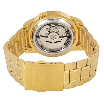 Seiko 5 Gold Tone Stainless Steel Black Dial 21 Jewels Automatic SNKK40J1 Mens Watch
