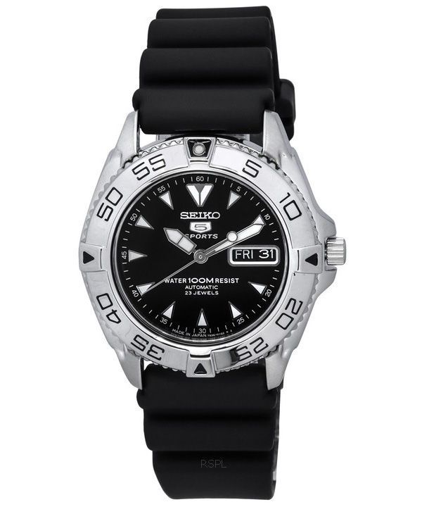 Seiko Sports Rubber Strap Black Dial Automatic SNZB33J2 100M