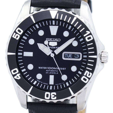 Seiko 5 Sports Automatic 23 Jewels Ratio Black Leather SNZF17J1-LS10 Men's Watch