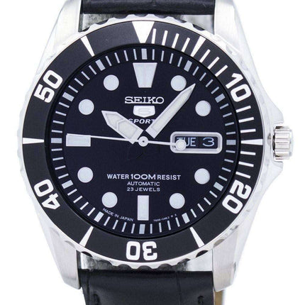 Seiko 5 Sports Automatic 23 Jewels Ratio Black Leather SNZF17J1-LS6 Men's Watch
