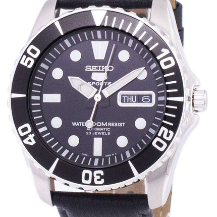 Seiko 5 Sports Automatic Ratio Black Leather SNZF17K1-var-LS10 Men's Watch