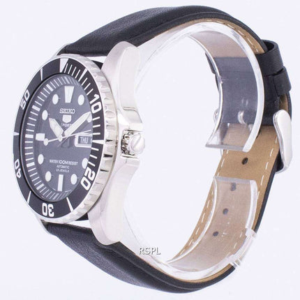 Seiko 5 Sports Automatic Ratio Black Leather SNZF17K1-var-LS10 Men's Watch