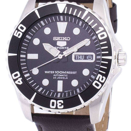 Seiko 5 Sports Automatic Ratio Dark Brown Leather SNZF17K1-var-LS11 Men's Watch