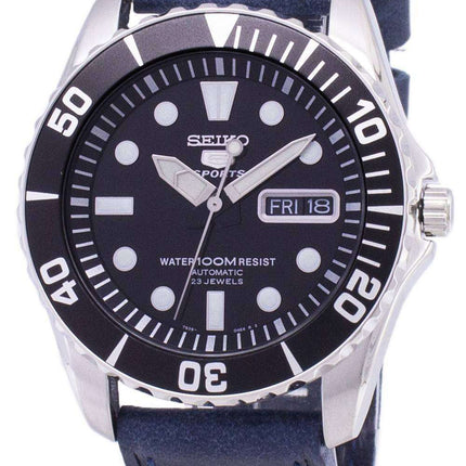 Seiko 5 Sports SNZF17K1-LS13 Automatic Dark Blue Leather Strap Men's Watch