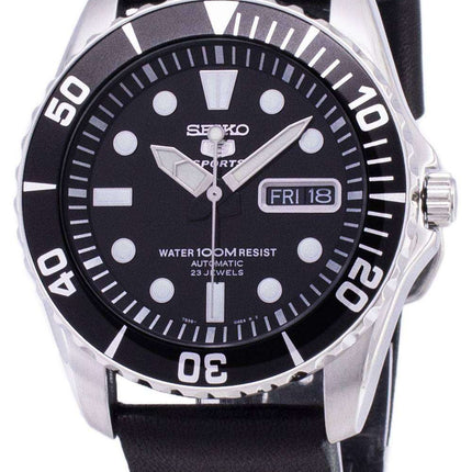 Seiko 5 Sports SNZF17K1-LS14 Automatic Black Leather Strap Men's Watch