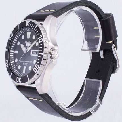 Seiko 5 Sports SNZF17K1-LS14 Automatic Black Leather Strap Men's Watch