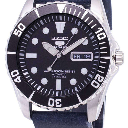 Seiko 5 Sports SNZF17K1-LS15 Automatic Dark Blue Leather Strap Men's Watch