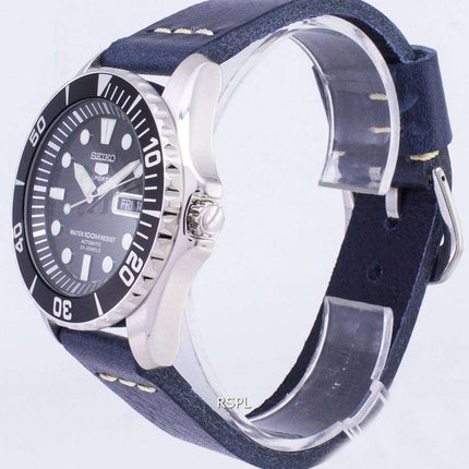 Seiko 5 Sports SNZF17K1-LS15 Automatic Dark Blue Leather Strap Men's Watch