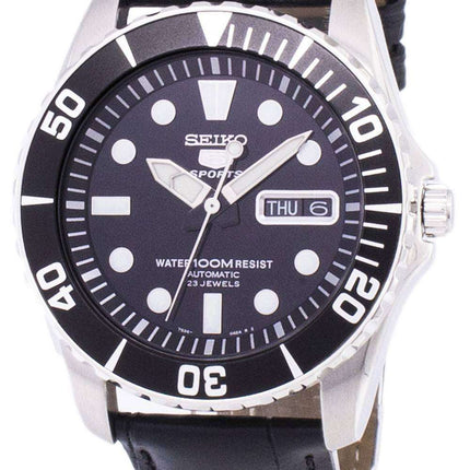 Seiko 5 Sports Automatic Ratio Black Leather SNZF17K1-var-LS6 Men's Watch