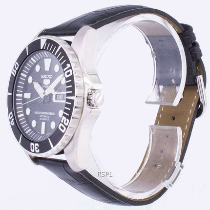 Seiko 5 Sports Automatic Ratio Black Leather SNZF17K1-var-LS6 Men's Watch