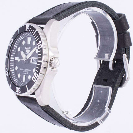 Seiko 5 Sports Automatic Ratio Black Leather SNZF17K1-var-LS8 Men's Watch