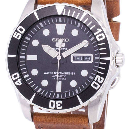 Seiko 5 Sports Automatic Ratio Brown Leather SNZF17K1-var-LS9 Men's Watch
