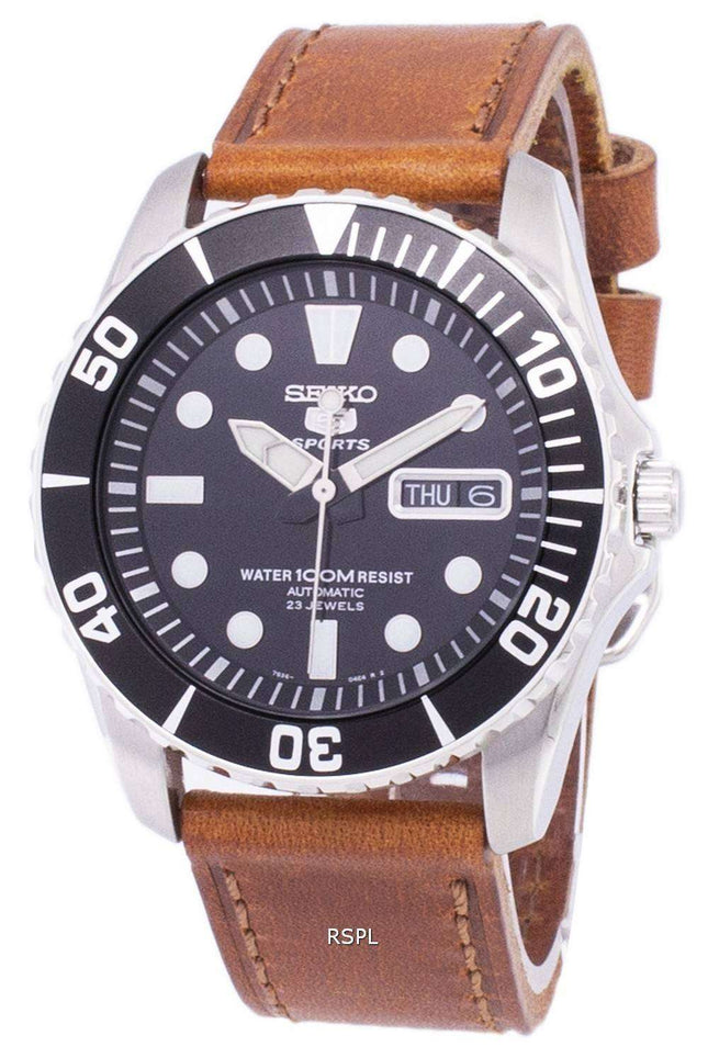 Seiko 5 Sports Automatic Ratio Brown Leather SNZF17K1-var-LS9 Men's Watch