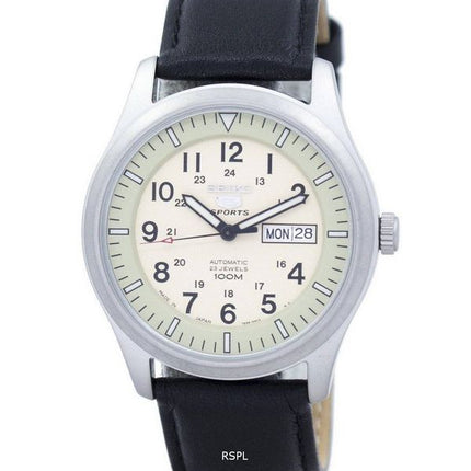 Seiko 5 Sports Military Automatic Japan Made Ratio Black Leather SNZG07J1-LS10 Men's Watch