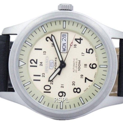 Seiko 5 Sports Military Automatic Japan Made Ratio Black Leather SNZG07J1-LS10 Men's Watch