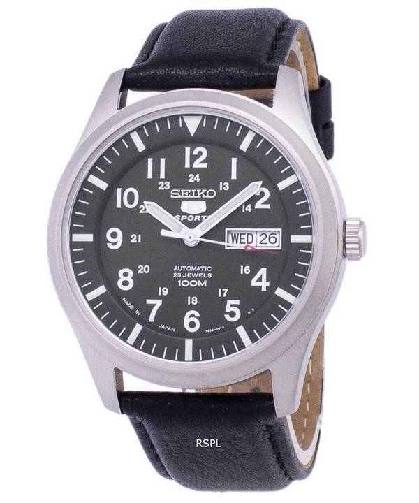 Seiko 5 Sports Automatic Japan Made Ratio Black Leather SNZG09J1-LS10 Men's Watch