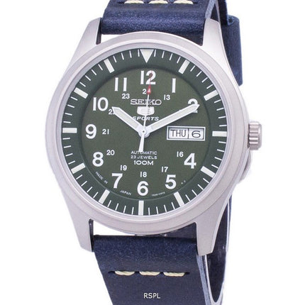 Seiko 5 Sports SNZG09J1-LS15 Japan Made Dark Blue Leather Strap Men's Watch
